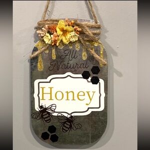 Rustic Honey Sign with Floral Accents